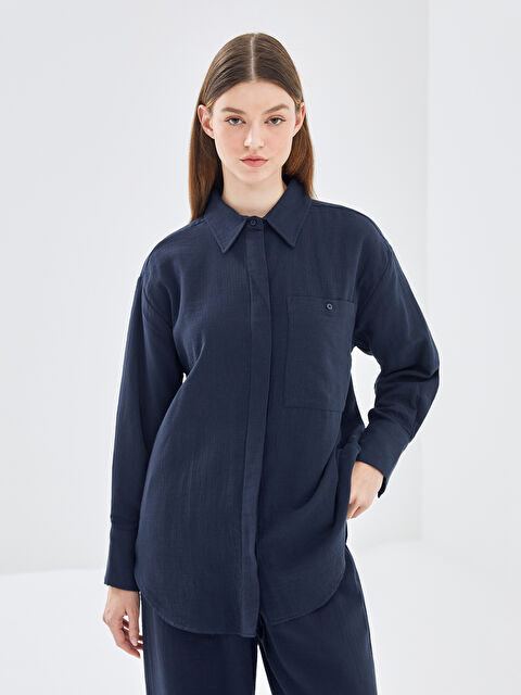 LCW Modest Düz Oversize Kadın Gömlek Tunik - W4H541Z8-JMB