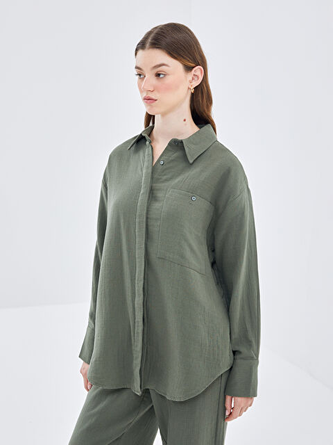 LCW Modest Düz Oversize Kadın Gömlek Tunik - W4H541Z8-PVX