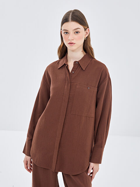 LCW Modest Düz Oversize Kadın Gömlek Tunik - W4H541Z8-RHS