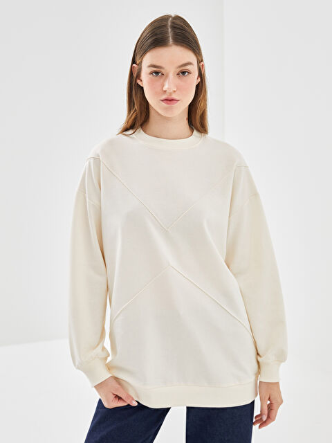 LCW Modest Bisiklet Yaka Kadın Sweatshirt Tunik - W4H549Z8-FDP