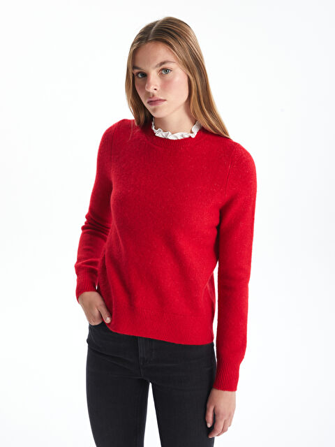 LCW Vision Ruffled Funnel Neck Women's Knitwear Sweater - W4H555Z8-VJX