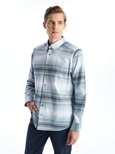 LCWAIKIKI Classic Regular Fit Uzun Kollu Çizgili Erkek Gömlek - W4H640Z8-LFT