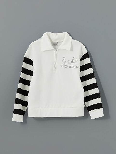 LCW Kids Polo Yaka Kız Çocuk Kalın Sweatshirt - W4H641Z4-FDU
