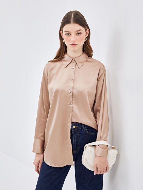 LCW Modest Saten Kadın Gömlek Tunik - W4H647Z8-Q87