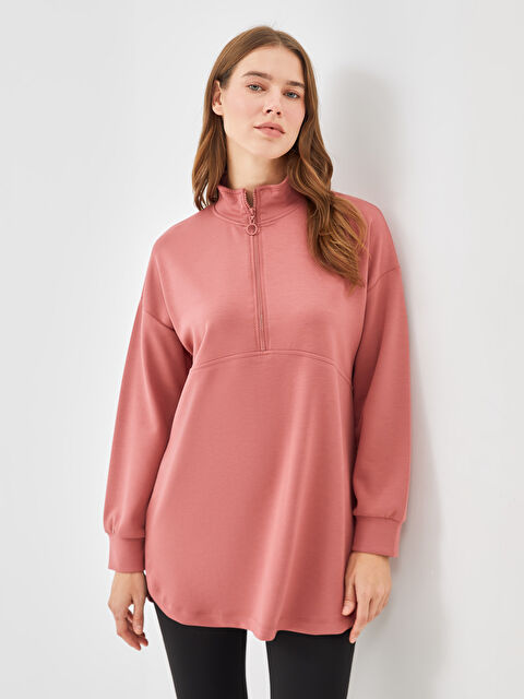 LCW Modest Dik Yaka Kadın Sweatshirt Tunik - W4H720Z8-H2H