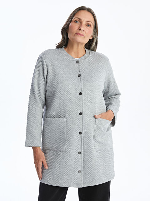 LCW Grace Bisiklet Yaka Desenli Kadın Hırka - W4H934Z8-LAL