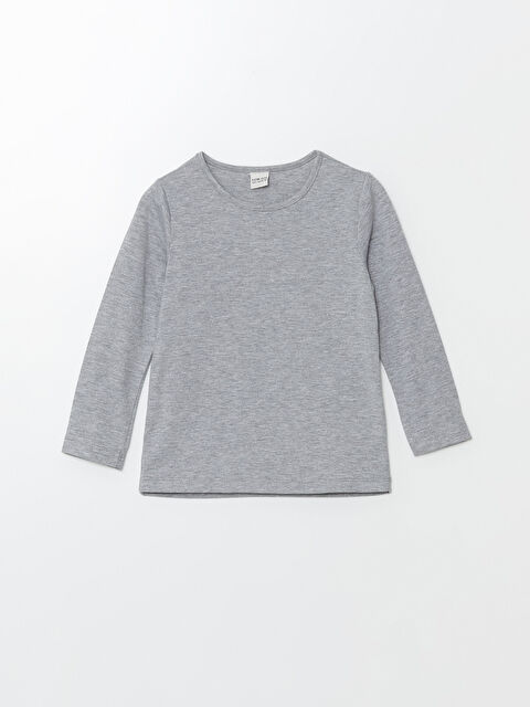 LCW ECO Bisiklet Yaka Baskılı Uzun Kollu Kız Çocuk Tişört - W4H998Z4-CT3