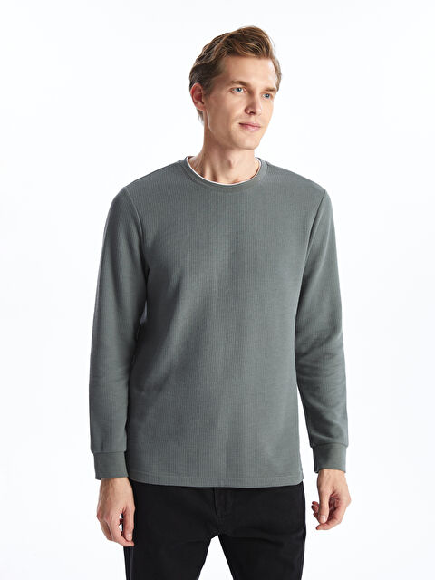 LCWAIKIKI Classic Bisiklet Yaka Uzun Kollu Erkek Sweatshirt - W4HA20Z8-YNT