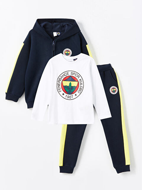 LCW Kids Bisiklet Yaka Fenerbahçe Baskılı Erkek Çocuk 3'lü Takım - W4HA55Z1-VYA