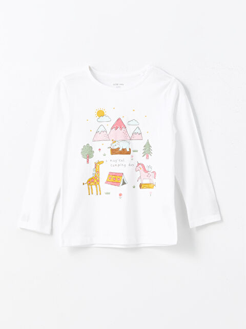 LCW baby Bisiklet Yaka Baskılı Kız Bebek Pijama Üst - W4HB27Z1-FFB