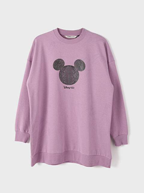 LCWAIKIKI Classic تونيك كنزة رياضية واسعة الحجم مطبوعة برقبة دائرية ميكي ماوس للسيدات - W4HC23Z8-GMM