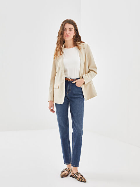 LCW Jeans Beli Kemerli Mom Fit Kadın Jean Pantolon - W4HC51Z8-507