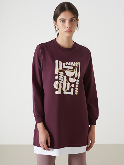 LCWAIKIKI Classic Crew Neck Printed Women's Sweatshirt Tunic - W4HC70Z8-HQT