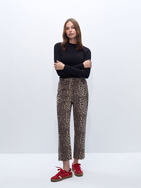 LCW Vision Standart Fit Leopar Desenli Kadın Pantolon - W4HD27Z8-LQY
