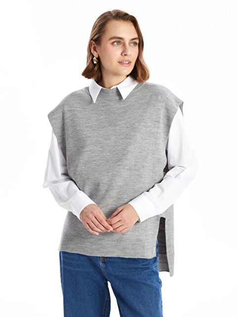 LCWAIKIKI Basic Kadın Bisiklet Yaka Düz Triko Süveter - W4HD79Z8-L8N