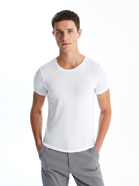 LC WAIKIKI Bisiklet Yaka Kısa Kollu Erkek Tişört - W4HE10Z8-Q6K