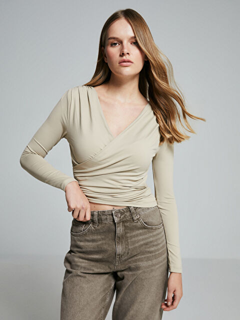 LCW Vision Kruvaze Yaka Kadın Bluz - W4HE26Z8-RTZ