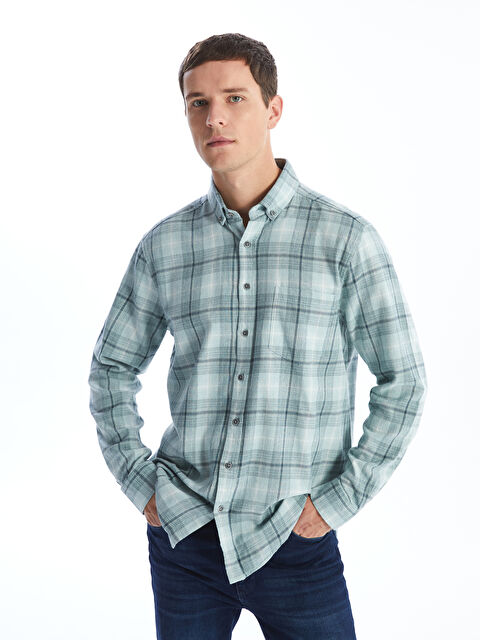 LCWAIKIKI Classic Regular Fit Uzun Kollu Ekose Gabardin Erkek Gömlek - W4HE67Z8-LME