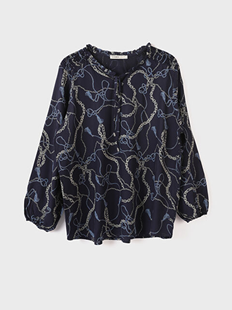 LCWAIKIKI Classic Tie Neck Patterned Long Sleeve Women's Blouse - W4HE94Z8-LSJ