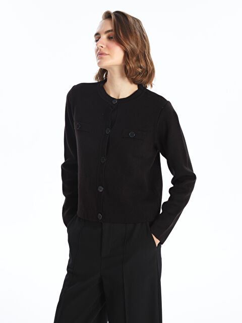 LC WAIKIKI Bisiklet Yaka Kadın Triko Hırka - W4HF80Z8-CVL