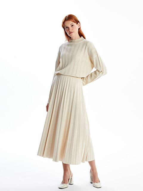 LCW Modest Kadın Beli Lastikli Düz Pileli Etek - W4HF82Z8-EEW