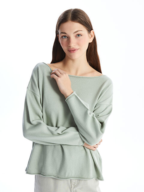 LC WAIKIKI Bisiklet Yaka Düz Uzun Kollu Kadın Triko Kazak - W4HF84Z8-GRY