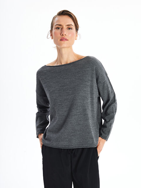 LC WAIKIKI Bisiklet Yaka Düz Uzun Kollu Kadın Triko Kazak - W4HF84Z8-LAM