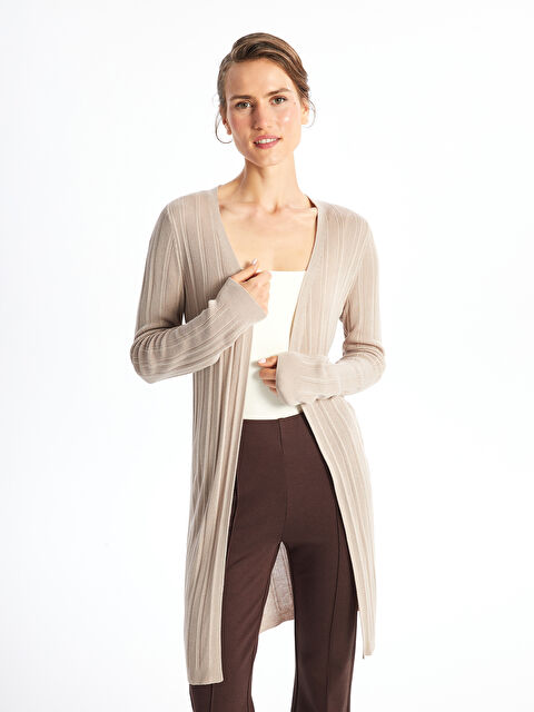 LC WAIKIKI Şal Yaka Düz Uzun Kollu Kadın Triko Hırka - W4HF90Z8-DFV