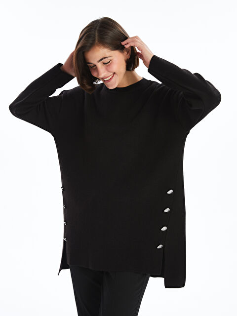 LCWAIKIKI Classic Bisiklet Yaka Oversize Kadın Triko Kazak - W4HG85Z8-CVL