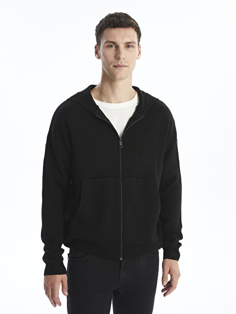 XSIDE Kapüşonlu Uzun Kollu Erkek Triko Hırka - W4HG97Z8-CVL