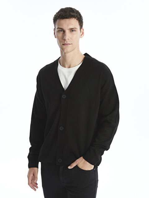 XSIDE Rahat Kalıp V Yaka Erkek Triko Hırka - W4HG98Z8-CVL