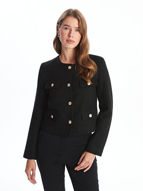 LCW Modest Bisiklet Yaka Dokulu Kadın Tüvit Ceket - W4HH52Z8-CVL