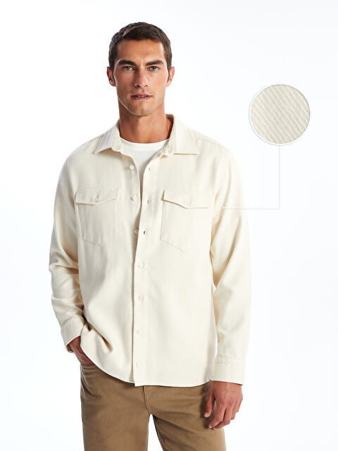 LCW ECO Regular Fit Uzun Kollu Gabardin Erkek Gömlek - W4HH90Z8-V9H