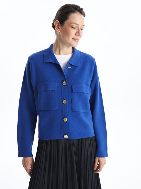 LCWAIKIKI Classic Gömlek Yaka Kadın Triko Hırka - W4HI50Z8-HNC