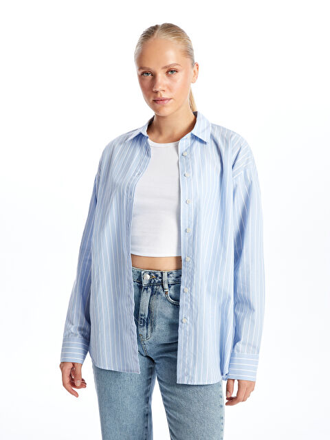 XSIDE Çizgili Uzun Kollu Kadın Gömlek - W4HI64Z8-LEN