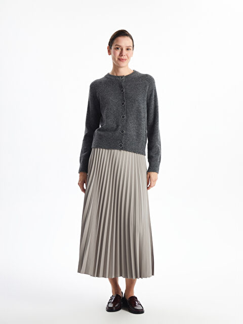 LCWAIKIKI Classic Beli Lastikli Kadın Pileli Etek - W4HI73Z8-G7L