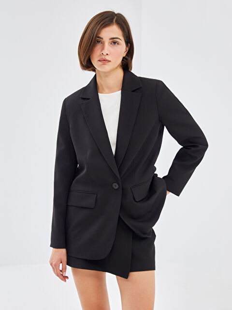 LCW Vision Krep Kadın Blazer Ceket - W4HI75Z8-CVL