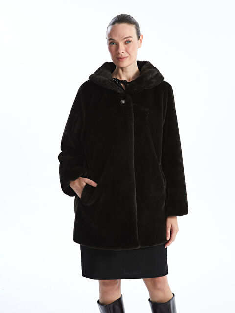 LCW Grace Ceket Yaka Kadın Kürk Kaban - W4HJ06Z8-CVL