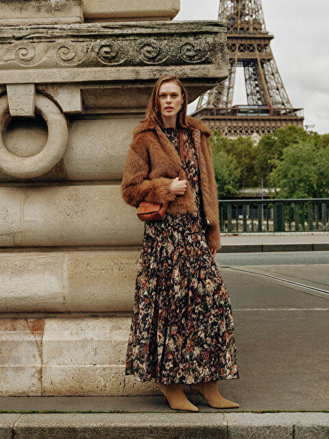 LCWAIKIKI Classic Beli Lastikli Desenli Pileli Kadın Etek - W4HJ23Z8-F9C