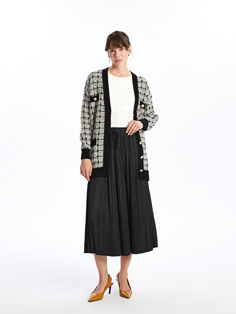 LCWAIKIKI Classic Beli Lastikli Saten Kadın Pileli Etek - W4HJ42Z8-CVL