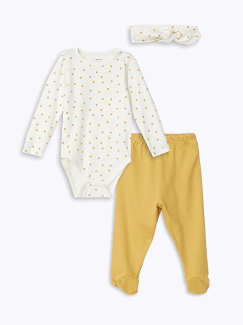 LCW baby Bisiklet Yaka Kız Bebek Hastane Çıkış Seti - W4HJ87Z1-LRA