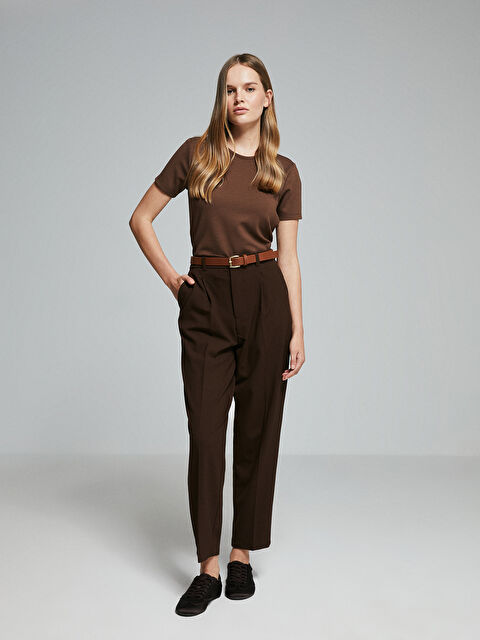 LCW Vision Beli Kemerli Loose Fit Kadın Pantolon - W4HL68Z8-Q7U