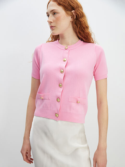 LCW Vision Bisiklet Yaka Kadın Triko Hırka - W4HL76Z8-G4V