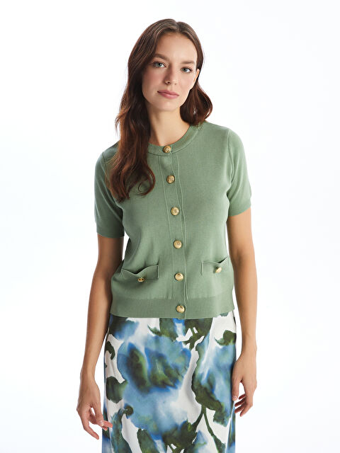 LCW Vision Bisiklet Yaka Kadın Triko Hırka - W4HL76Z8-GUY