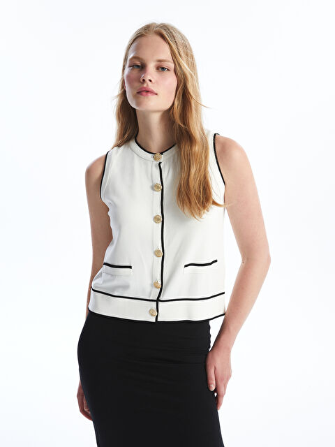 LCW Vision Kadın Bisiklet Yaka Düz Triko Yelek - W4HM69Z8-FDU