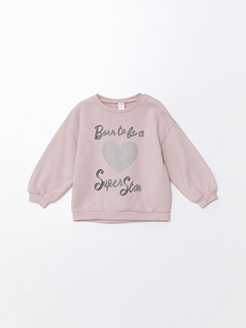 LCW Kids Bisiklet Yaka Uzun Kollu Kız Bebek Sweatshirt - W4HN36Z1-FJV