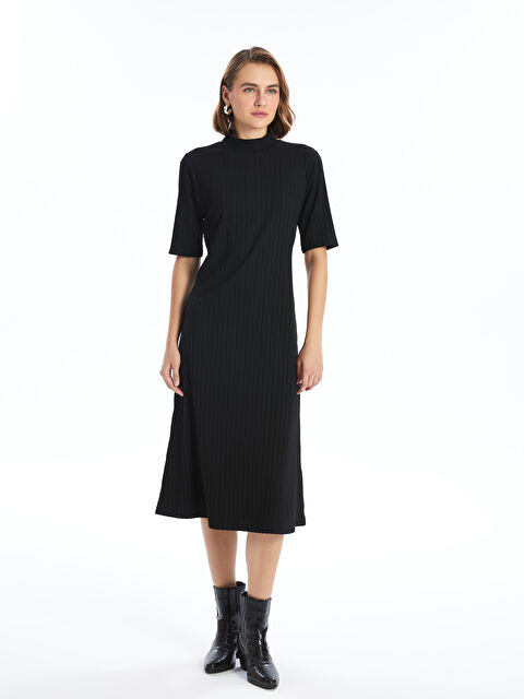 LCWAIKIKI Classic Dik Yaka Düz Kısa Kollu Elbise - W4HN65Z8-CVL