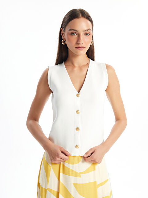 LCW Vision V Yaka Kadın Triko Yelek - W4HO53Z8-FDU