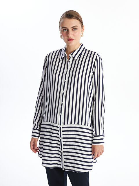 LCWAIKIKI Classic Çizgili Kadın Gömlek Tunik - W4HO54Z8-LGB