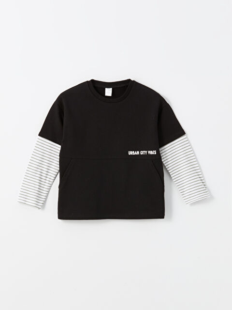 LCW Kids Bisiklet Yaka Baskılı Uzun Kollu Erkek Çocuk Tişört - W4HP75Z1-CVL